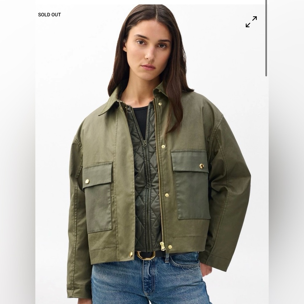 Nonie 2-in-1 Cotton Jacket olive green liner waxed small